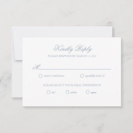 Dusty Blue Grey Crest Wedding RSVP Card