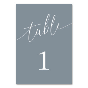 Dusty Blue Grey Elegant Minimalist Table Number