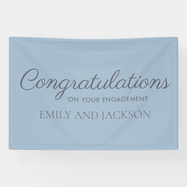 Dusty Blue Grey Elegant Script Engagement Banner (Horizontal)