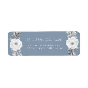 Dusty Blue Grey Floral Diamond Wedding Labels