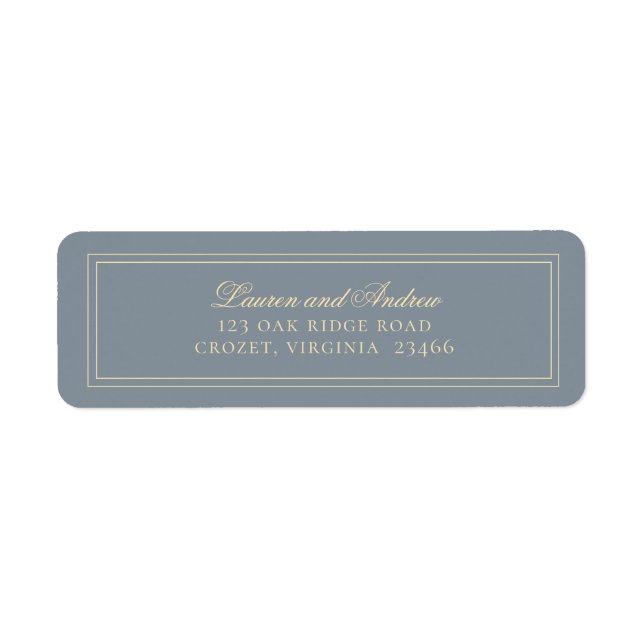 Dusty Blue-Grey & Gold Minimalist Return Address (Front)