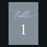 Dusty Blue Grey Minimalist Table Number<br><div class="desc">Beautiful,  elegant,  modern and minimalist,  table number card. Fully customizable. **PLEASE NOTE: To order,  simply adjust your table number and add each number separately to your cart. Then check out once you are finished.</div>