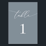 Dusty Blue Grey Minimalist Table Number<br><div class="desc">Beautiful,  elegant,  modern and minimalist,  table number card. Fully customizable. **PLEASE NOTE: To order,  simply adjust your table number and add each number separately to your cart. Then check out once you are finished.</div>