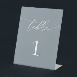 Dusty Blue Grey Minimalist Table Number Pedestal Sign<br><div class="desc">Beautiful,  elegant,  modern and minimalist,  table number card. Fully customizable.</div>