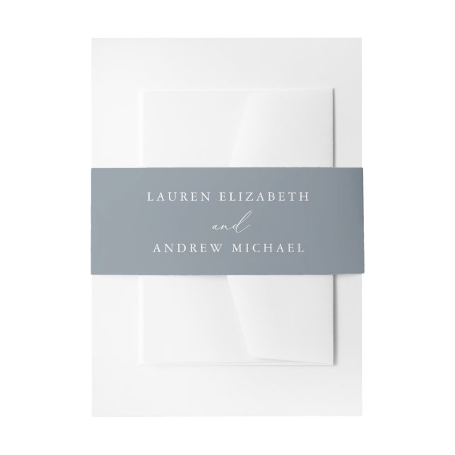Dusty Blue Grey Minimalist Wedding Invitation Invitation Belly Band (Front Example)
