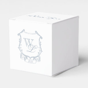 Dusty Blue Grey Monogram Crest Favor Box