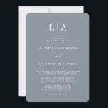 Dusty Blue Grey Monogram Simple Minimalist Wedding Invitation<br><div class="desc">Beautiful,  elegant and simple,  minimalist wedding invitation. Fully customizable with monogram/initials,  names,  dates,  location and colours to match your wedding theme.</div>
