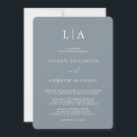 Dusty Blue Grey Monogram Simple Minimalist Wedding Invitation<br><div class="desc">Beautiful,  elegant and simple,  minimalist wedding invitation. Fully customizable with monogram/initials,  names,  dates,  location and colours to match your wedding theme.</div>