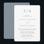 Dusty Blue Grey Monogram Simple Minimalist Wedding Invitation<br><div class="desc">Beautiful,  elegant and simple,  minimalist wedding invitation. Fully customizable with monogram/initials,  names,  dates,  location and colours to match your wedding theme.</div>