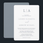 Dusty Blue Grey Monogram Simple Minimalist Wedding Invitation<br><div class="desc">Beautiful,  elegant and simple,  minimalist wedding invitation. Fully customizable with monogram/initials,  names,  dates,  location and colours to match your wedding theme.</div>