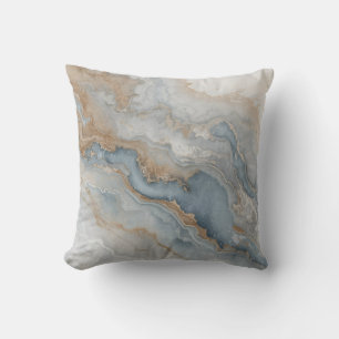 Dusty Blue Grey Tan Beige Abstract 16" Throw Pillow