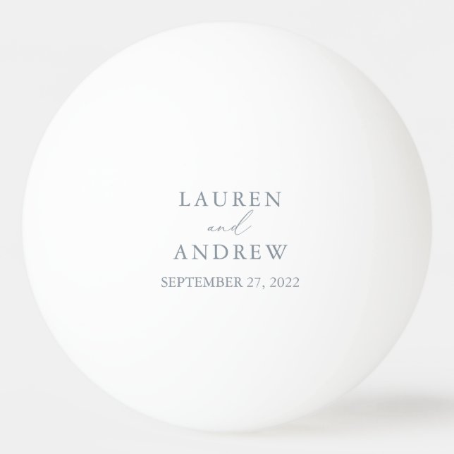 Dusty Blue Grey Wedding Personalized Ping Pong Ball (Front)