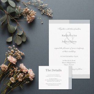 Dusty Blue Grey White Stripes Wedding Hotel Detail Enclosure Card