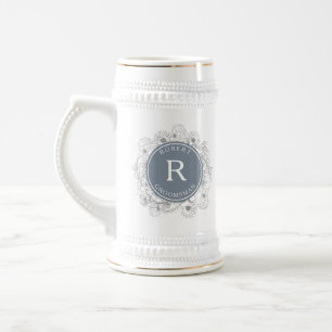 Dusty Blue Groomsman Initial Beer Stein