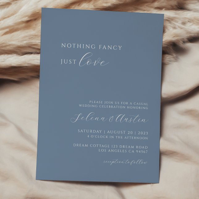Dusty Blue Handscript Nothing Fancy Just Love  Invitation (Creator Uploaded)