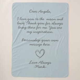 Dusty Blue Handwritten Love Letter or Message Sherpa Blanket
