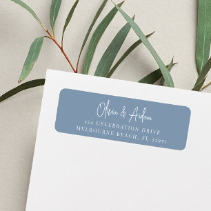 Dusty Blue Handwritten Script Return Address