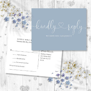 Dusty Blue Heart Script Song Request RSVP Invitation Postcard