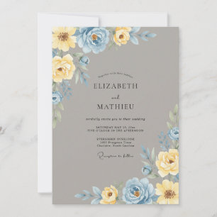Dusty Blue Heavenly Spring Wedding Invitation