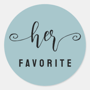 Dusty Blue Her favorite Wedding Classic Round Sticker