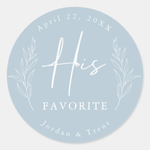 Dusty Blue His Favourite Wedding Favour Sticker