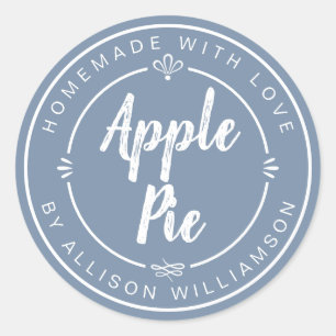 Dusty Blue Homemade Apple Pie Classic Round Sticker
