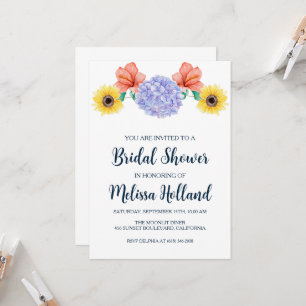 dusty blue hydrangea bridal shower invitations
