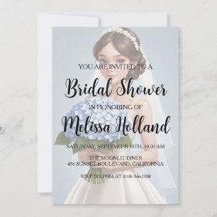 dusty blue hydrangea bridal shower invitations