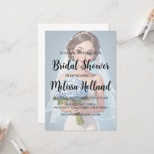 dusty blue hydrangea bridal shower invitations