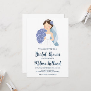 dusty blue hydrangea bridal shower invitations