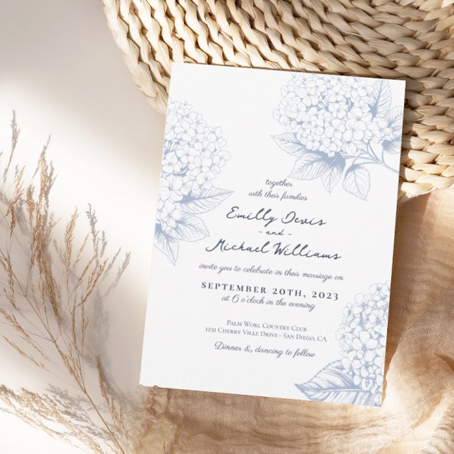 Dusty Blue Hydrangea Floral Wedding Invitation (Creator Uploaded)