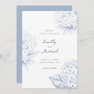 Dusty Blue Hydrangea Floral Wedding Save The Date