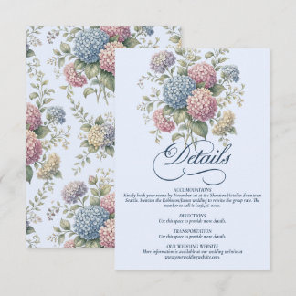 Dusty Blue Hydrangea Flowers Wedding Enclosure Card