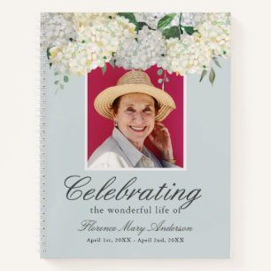 Dusty Blue Hydrangea Memorial Funeral Guest Book