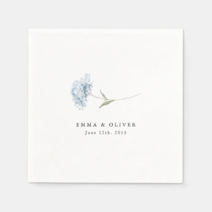 Dusty Blue Hydrangea Personalized Wedding Napkins