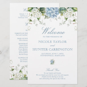 Dusty Blue Hydrangea Wedding Ceremony Program