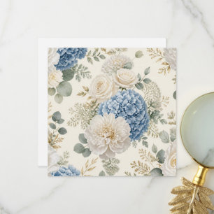 Dusty Blue Hydrangea Wedding Pattern Elegant Bot Thank You Card