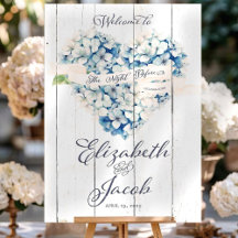 Dusty Blue Hydrangea Wedding Rehearsal Dinner Sign