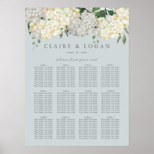 Dusty Blue Hydrangea Wedding Seating Chart