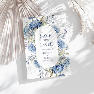 Dusty Blue Hydrangea Wildflower Save the Date Card