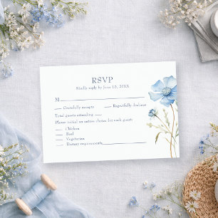 Dusty Blue Hydrangea Wildflower Wedding RSVP Card