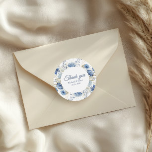 Dusty Blue Hydrangea Wildflower Wedding Thank You Classic Round Sticker