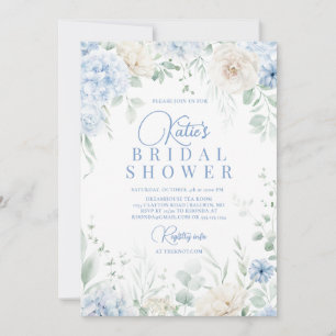 Dusty Blue Hydrangeas Bridal Shower Invitation