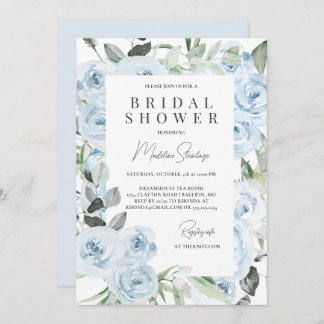 Dusty Blue Hydrangeas Bridal Shower Invitation