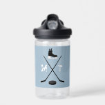 Dusty Blue Ice Hockey Classic Distressed Monogram Water Bottle<br><div class="desc">An ice hockey stick,  ice hockey skates and ice hockey puck initial monogram classic distressed monogram on a dusty blue background colour. Perfect for ice hockey lovers and sports enthusiasts,  athletes,  kids and adults. Customize the ice hockey monogram initials and and make it your own!</div>