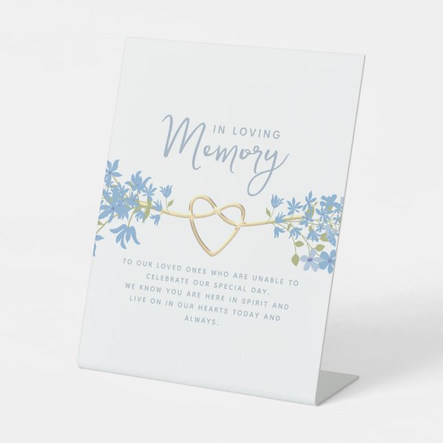 Dusty Blue In Loving Memory Pedestal Sign (Front)