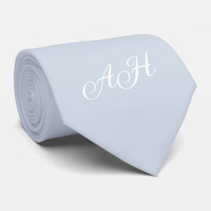 Dusty Blue Initial Groomsmen Monogram Monogrammed  Tie