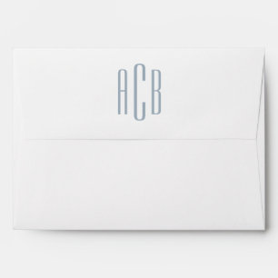 Dusty Blue Inside and White Three Letter Monogram Envelope
