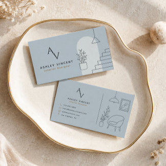 Dusty Blue Interior Designer Business Card