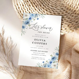 Dusty Blue Ivory Bridal Shower Invitation